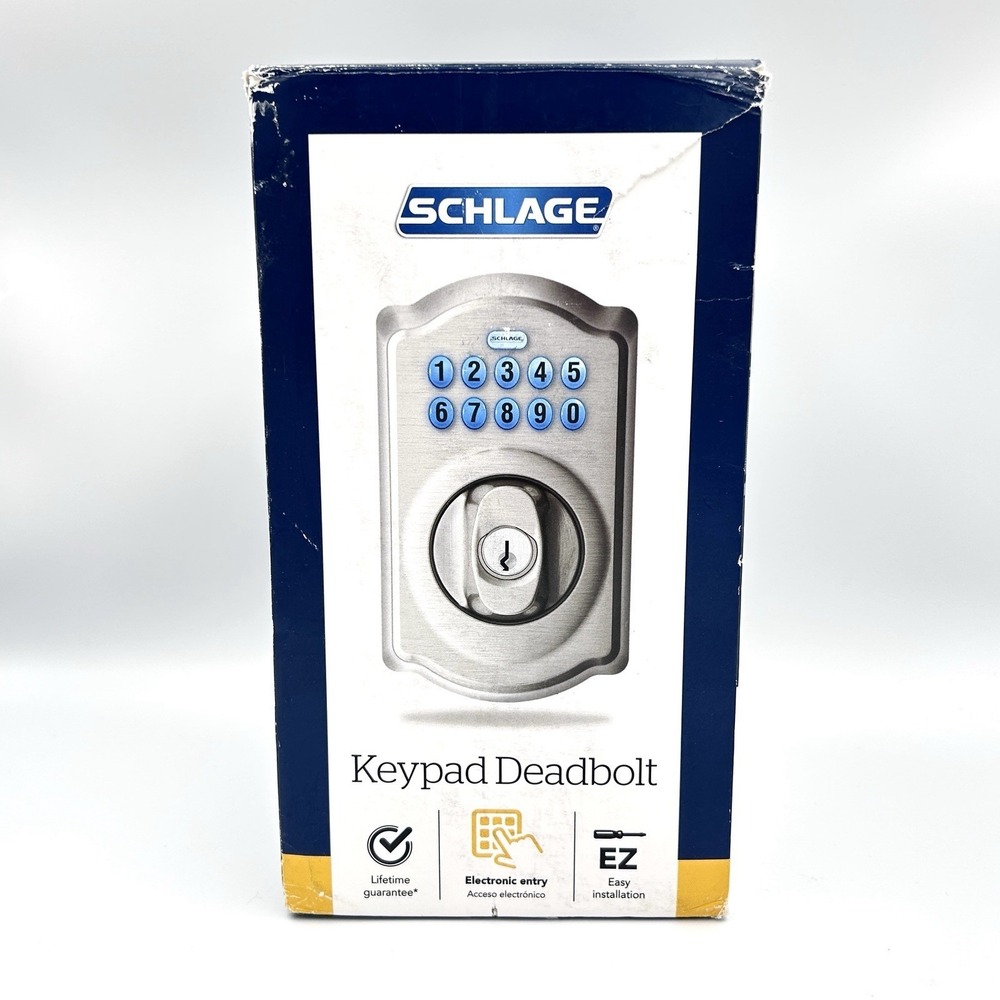Schlage Smart Lock Keypad‎ Deadbolt BE365VCAM619 Camelot Satin Nickel Silver New